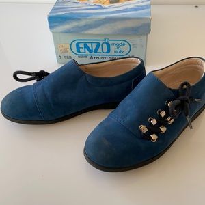 Vintage Enzo Girls Blue Nubuck Shoes Size 27